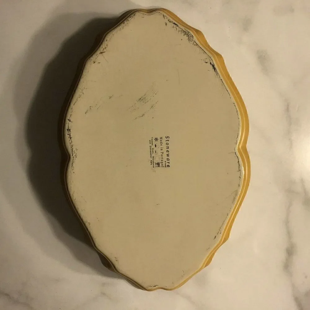 Stoneware by Grestel Scalloped Yellow Oval Baker Made in Portugal